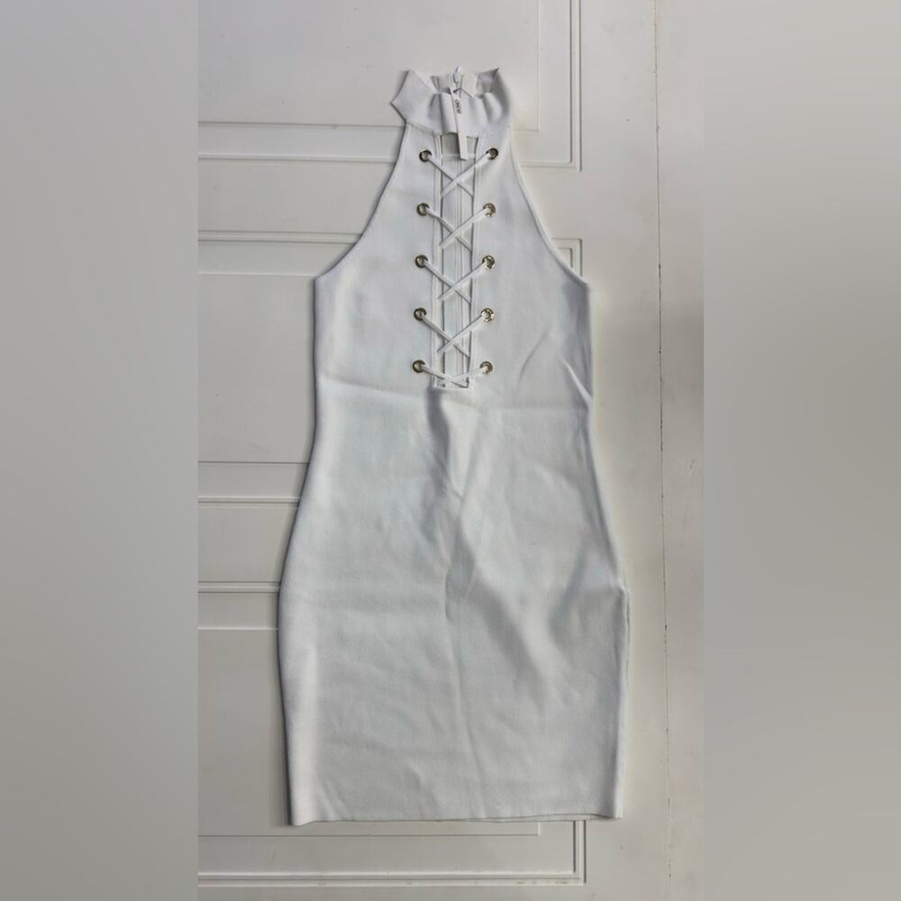 ASOS NWT Women’s Sz 4 White Tie Up Halter Neck Sleeveless Bodycon Mini Dress